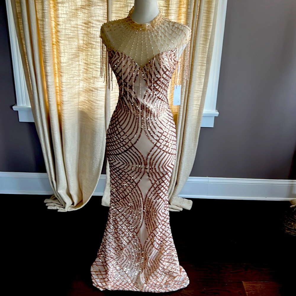 Kalinnu NWT sequin and beaded maxi dress